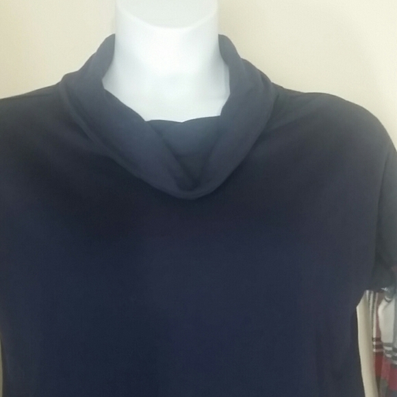 Ruff Hewn T-shirt top tunic long sleeve flannel trim Navy layered EUC - Picture 4 of 4